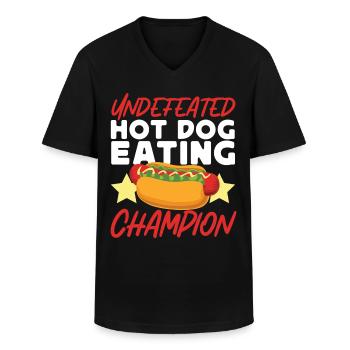 Hot Dog Adulte Hot-Dog Invaincu - T-shirt col V Homme - noir - Devant - AI Model Male 178 dark (178cm)