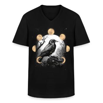Halloween Raben Krahen Mondphasen Rabe Krähe - Männer-T-Shirt mit V-Ausschnitt - Schwarz - Vorne - AI Model Male 178 dark (178cm)