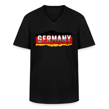 Allemagne Allemand Allemand GER Almanya Alemania - T-shirt col V Homme - noir - Devant - AI Model Male 178 dark (178cm)