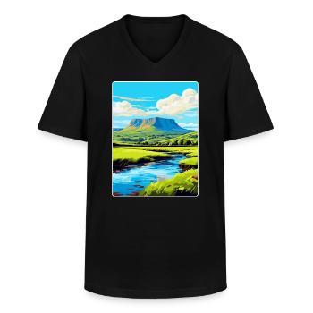 Brecon Beacons Wales Uk Reiseposter Souvenir WPA - Männer-T-Shirt mit V-Ausschnitt - Schwarz - Vorne - AI Model Male 178 dark (178cm)