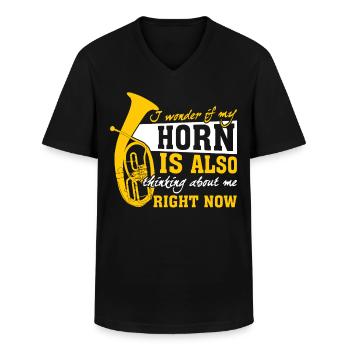 Baritone Brass Music Orchestra Tenorhorn - Männer-T-Shirt mit V-Ausschnitt - Schwarz - Vorne - AI Model Male 178 dark (178cm)
