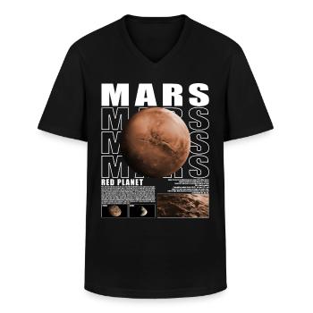 Mars Planet Space Cosmology Astronomy - Men's V-Neck T-Shirt - black - Front - AI Model Male 178 dark (178cm)