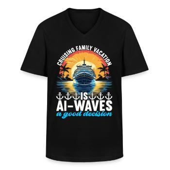 Kreuzfahrt Urlaub Kreuzfahrtschiff - Männer-T-Shirt mit V-Ausschnitt - Schwarz - Vorne - AI Model Male 178 dark (178cm)