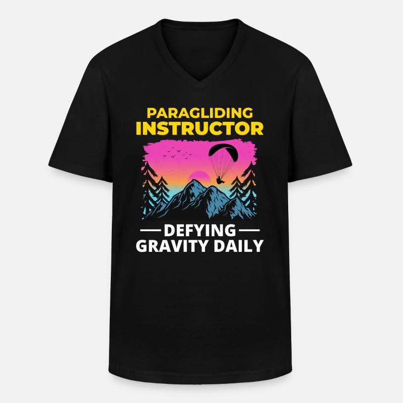 Gleitschirmpilot Gleitschirmlehrer Berge - Männer-T-Shirt mit V-Ausschnitt - Schwarz
