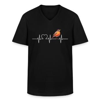 Robin Rotkehlchen - T-shirt col V Homme - noir - Devant - AI Model Male 178 dark (178cm)