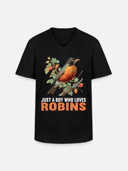 Robin Rotkehlchen - Men's V-Neck T-Shirt - black