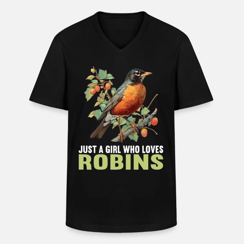 Robin Rotkehlchen - Männer-T-Shirt mit V-Ausschnitt - Schwarz