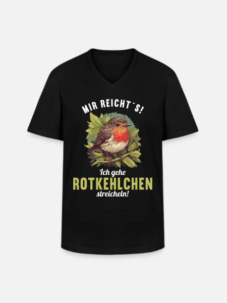 Robin Rotkehlchen - Männer-T-Shirt mit V-Ausschnitt - Schwarz