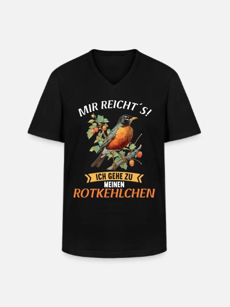 Robin Rotkehlchen - Men's V-Neck T-Shirt - black