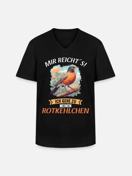Robin Rotkehlchen - Men's V-Neck T-Shirt - black