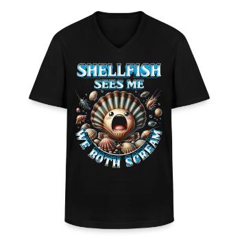 Seafood allergy - Men's V-Neck T-Shirt - black - Front - AI Model Male 178 dark (178cm)