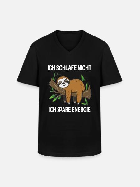 Funny sloth, no desire - Men's V-Neck T-Shirt - black
