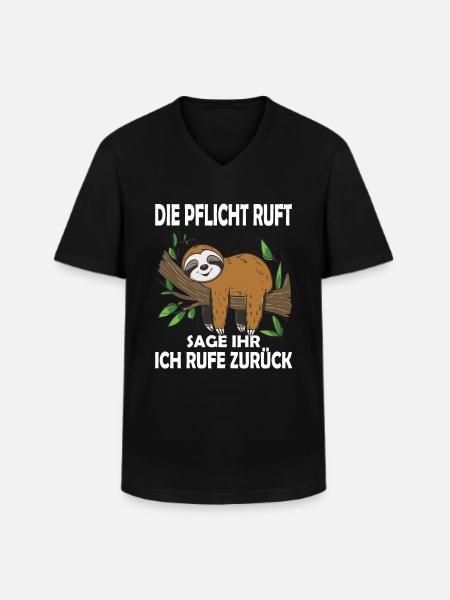 Funny sloth, no desire - Men's V-Neck T-Shirt - black