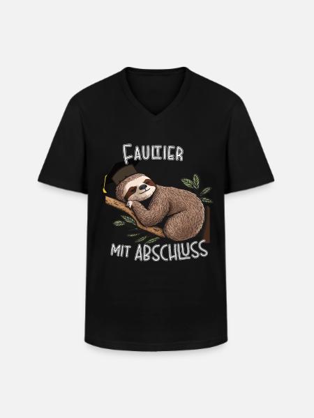 Sloth with graduation - Men's V-Neck T-Shirt - black