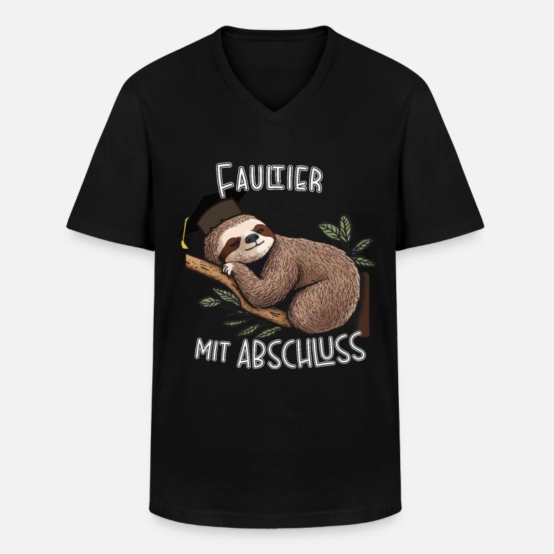 Faultier mit Abschluss - Männer-T-Shirt mit V-Ausschnitt - Schwarz