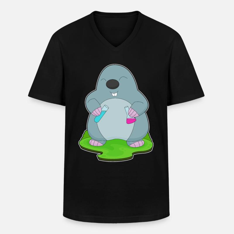 Mole Scientist Test Tube - Men's V-Neck T-Shirt - black