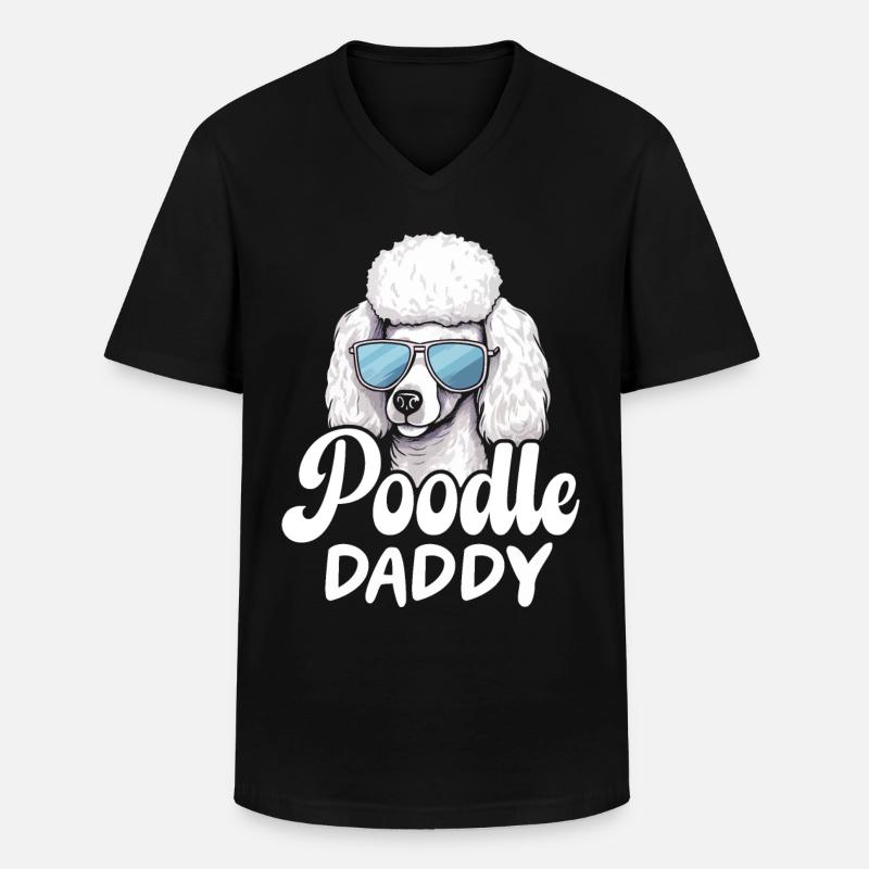 Poodle Daddy - Männer-T-Shirt mit V-Ausschnitt - Schwarz