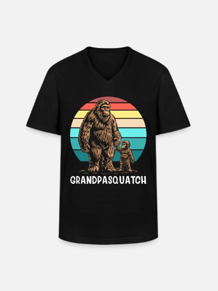 Grandpa Squatch - Men's V-Neck T-Shirt - black