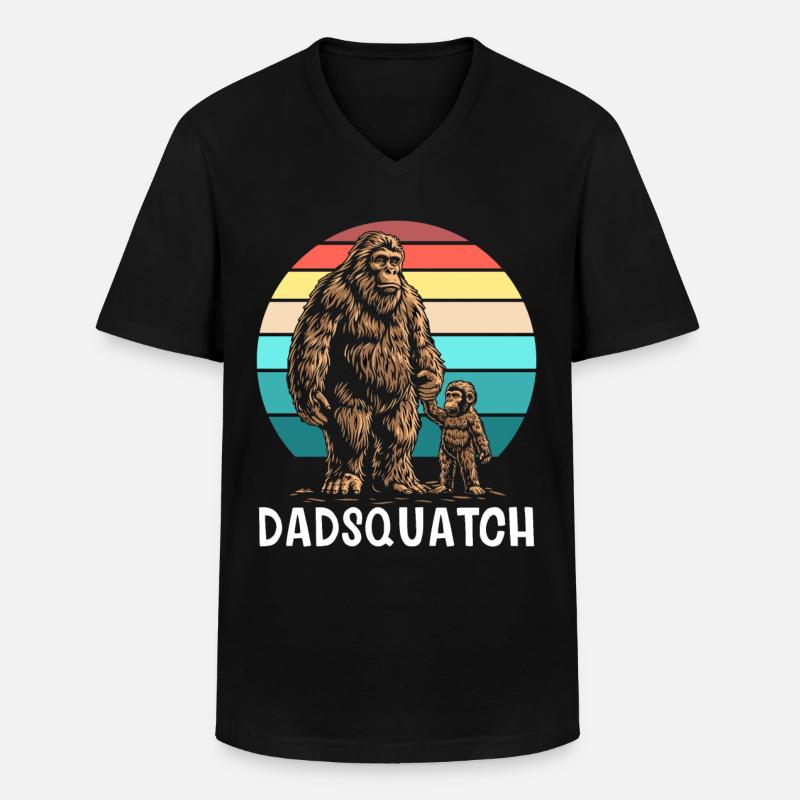 Dad Squatch - Männer-T-Shirt mit V-Ausschnitt - Schwarz
