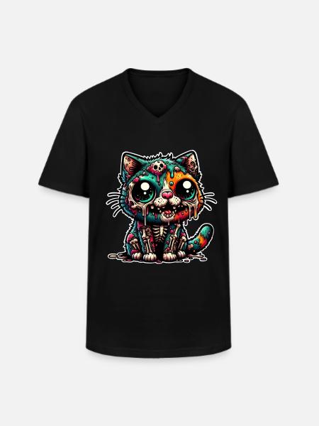 Cat Zombie Monster Halloween - Men's V-Neck T-Shirt - black