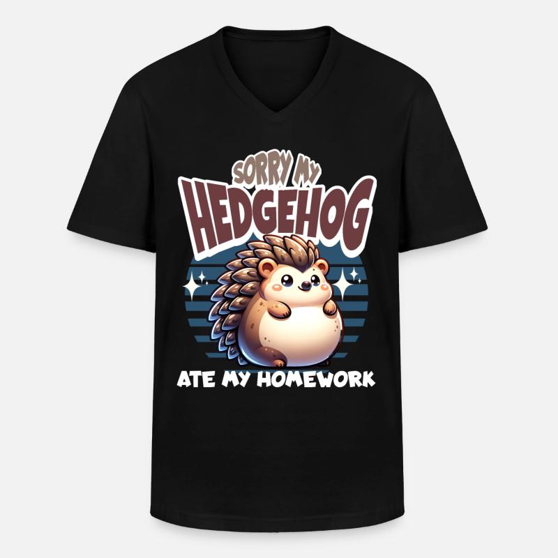 École de devoirs de hérisson - T-shirt col V Homme - noir