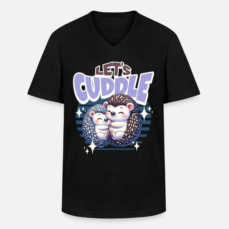 Igel Lets Cuddle - Männer-T-Shirt mit V-Ausschnitt - Schwarz