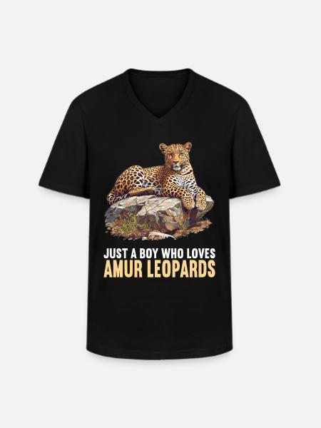 Amur Leopard Amurleoparden Amurleopard - Men's V-Neck T-Shirt - black
