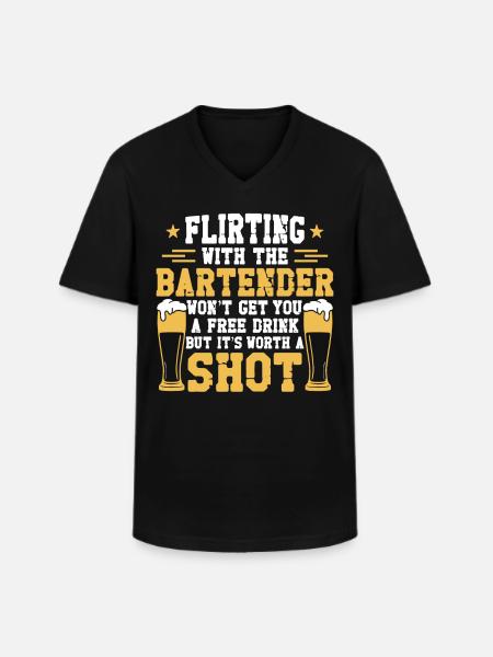 Bartender Mixologist Flirting With - Men's V-Neck T-Shirt - black
