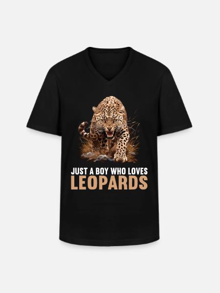 Léopard léopard - T-shirt col V Homme - noir