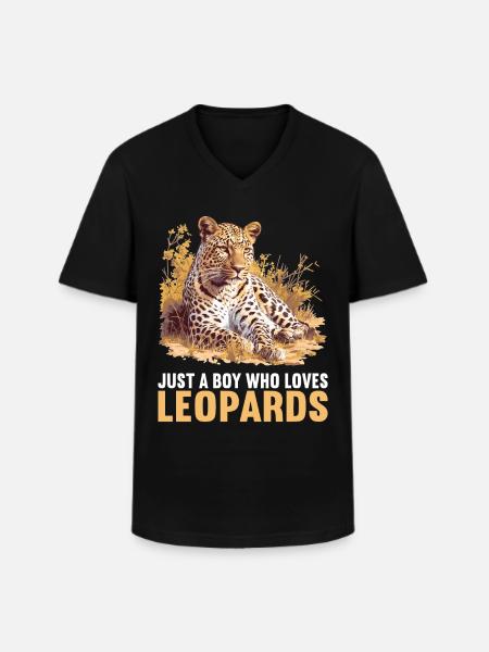 Léopard léopard - T-shirt col V Homme - noir