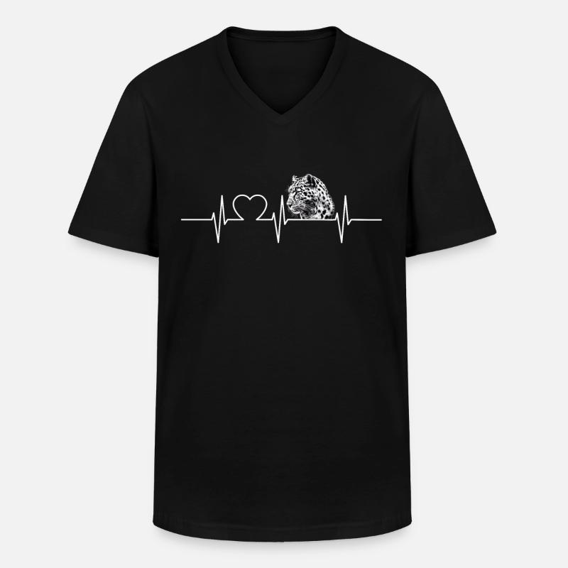 Léopard léopard - T-shirt col V Homme - noir