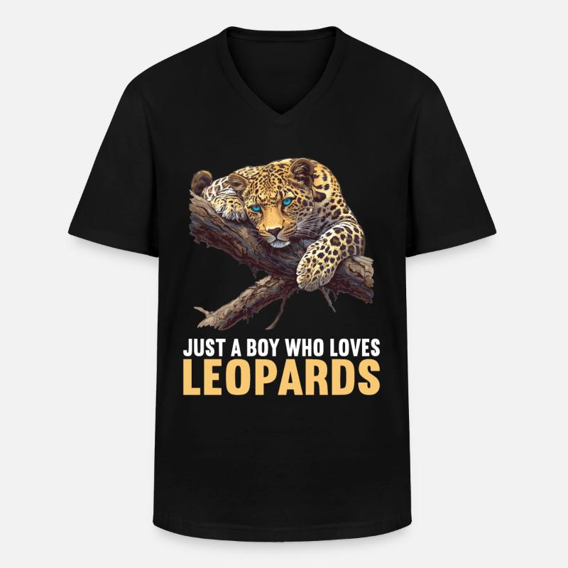 Léopard léopard - T-shirt col V Homme - noir