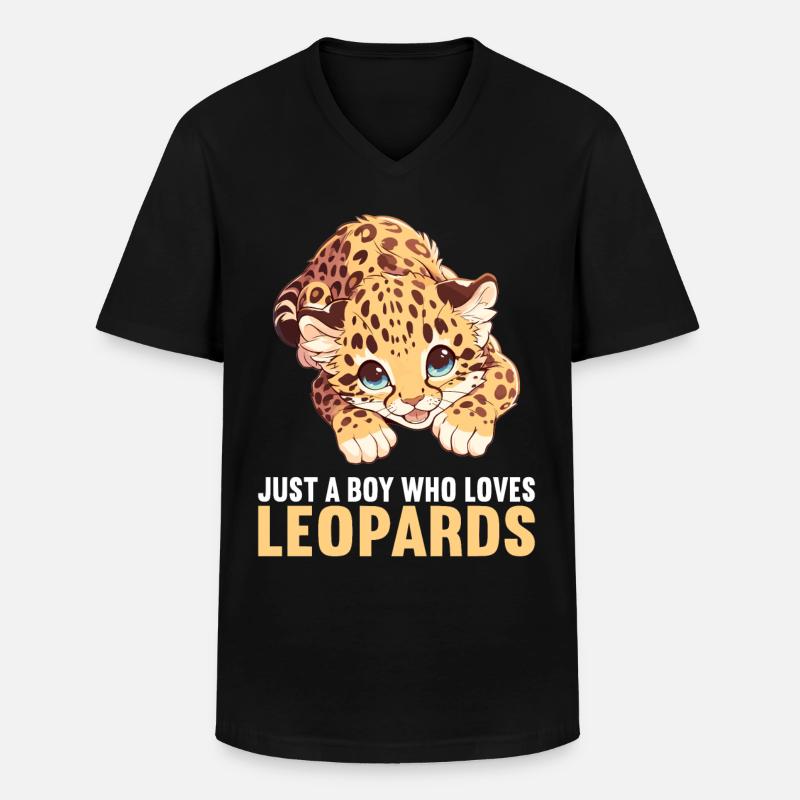 Léopard léopard - T-shirt col V Homme - noir