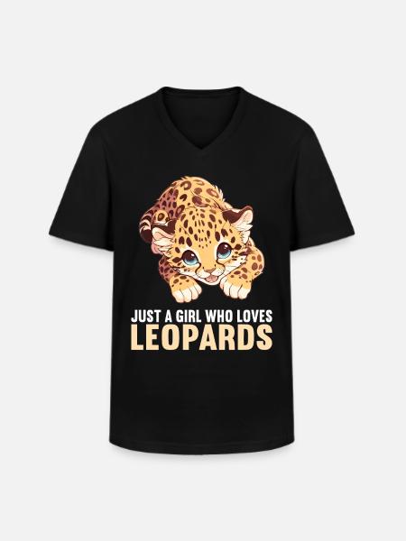 Léopard léopard - T-shirt col V Homme - noir