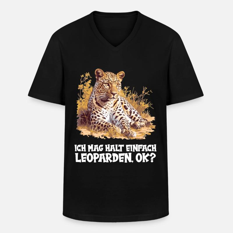 Léopard léopard - T-shirt col V Homme - noir