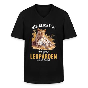 Leoparden Leopard - Men's V-Neck T-Shirt - black - Front - AI Model Male 178 dark (178cm)
