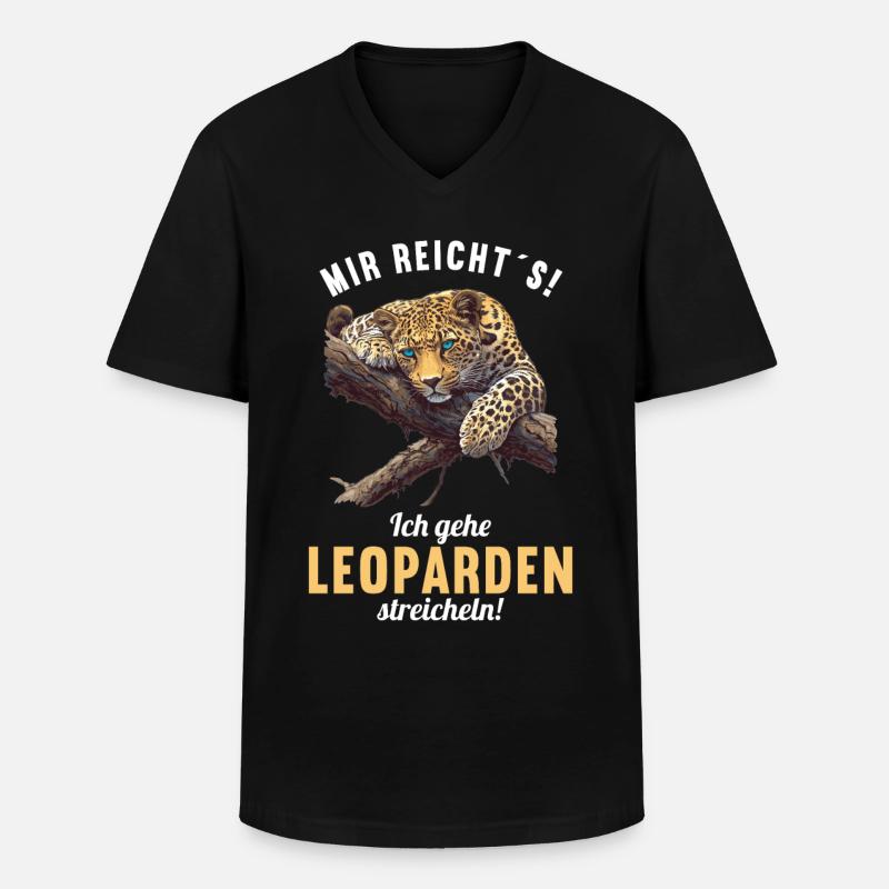 Léopard léopard - T-shirt col V Homme - noir