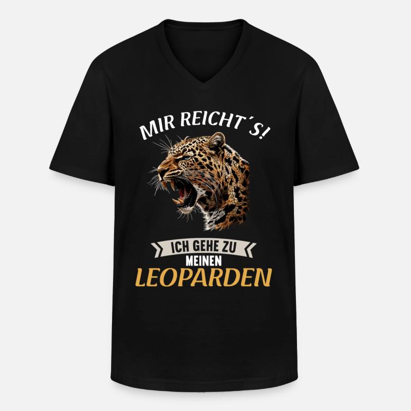 Léopard léopard - T-shirt col V Homme - noir