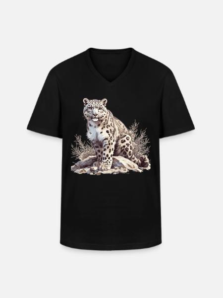 Snow Leopard Schneeleoparden Schneeleopard - Men's V-Neck T-Shirt - black