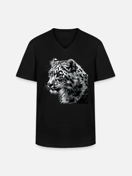 Snow Leopard Schneeleoparden Schneeleopard - Men's V-Neck T-Shirt - black