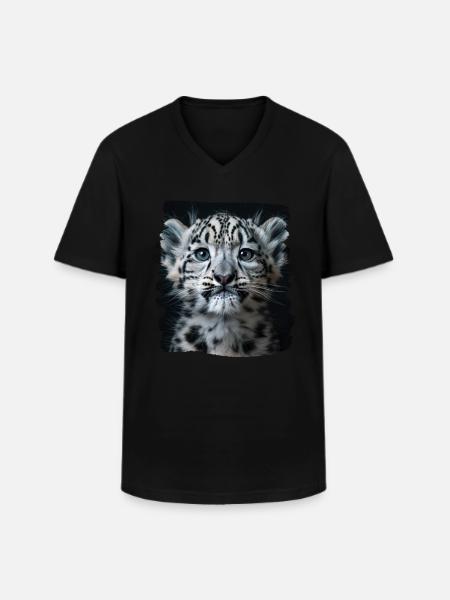 Snow Leopard Schneeleoparden Schneeleopard - Men's V-Neck T-Shirt - black