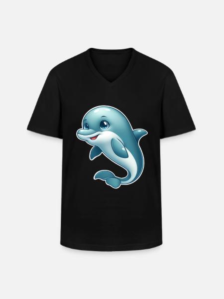 Delfin - Männer-T-Shirt mit V-Ausschnitt - Schwarz