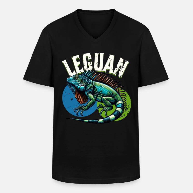 Leguan - Männer-T-Shirt mit V-Ausschnitt - Schwarz