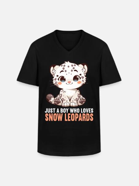 Snow Leopard Schneeleoparden Schneeleopard - Men's V-Neck T-Shirt - black