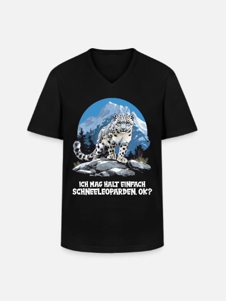Snow Leopard Schneeleoparden Schneeleopard - Men's V-Neck T-Shirt - black