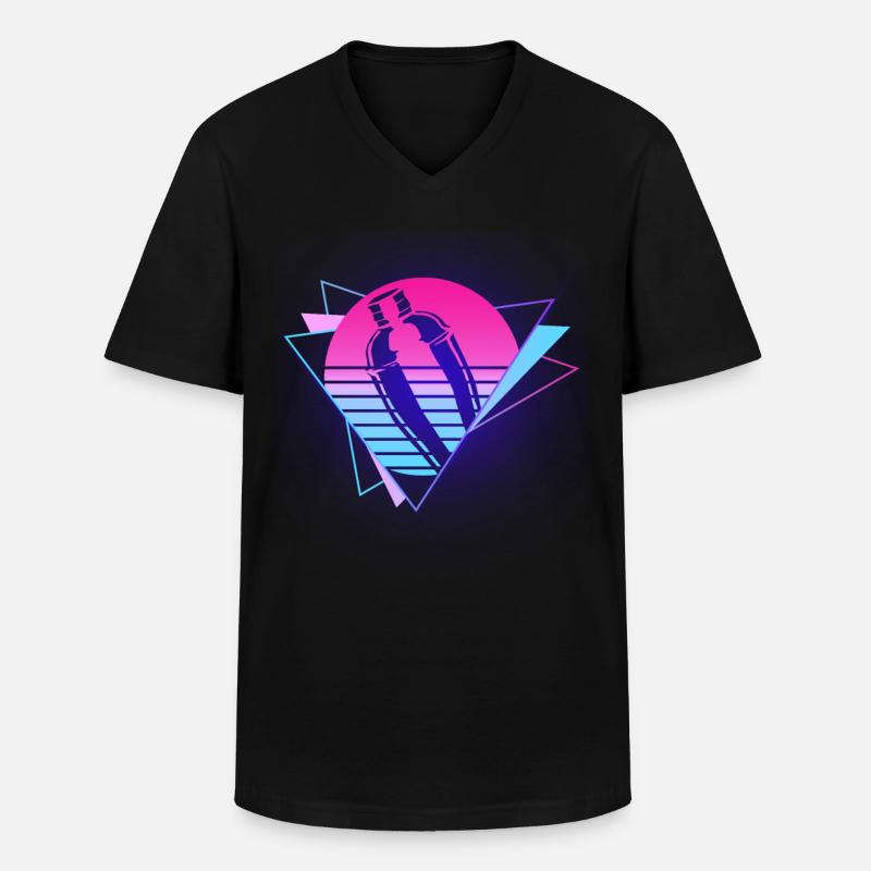 Bartender Mixologist 80's 90s - Männer-T-Shirt mit V-Ausschnitt - Schwarz