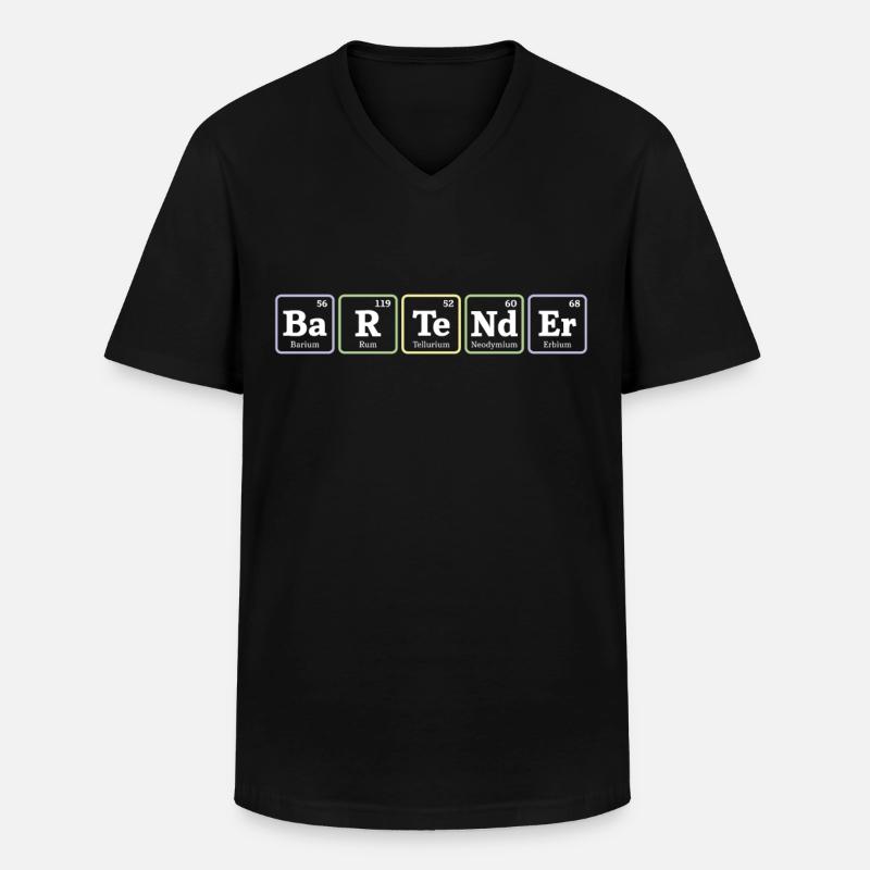 Barman Mixologue Elements - T-shirt col V Homme - noir