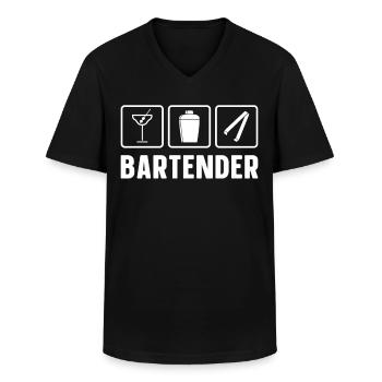 Bartender Mixologist Bartender - Men's V-Neck T-Shirt - black - Front - AI Model Male 178 dark (178cm)