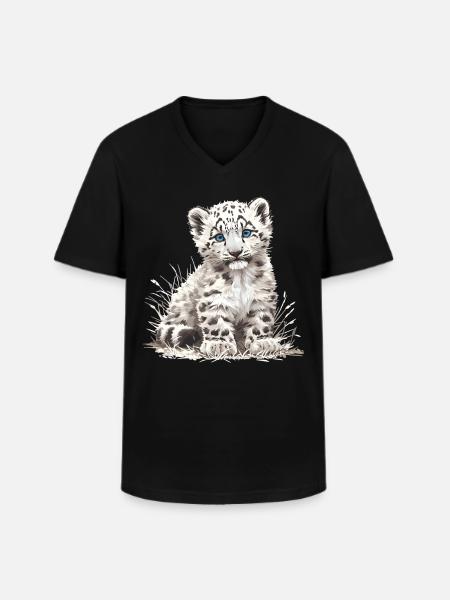 Snow Leopard Schneeleoparden Schneeleopard - Men's V-Neck T-Shirt - black