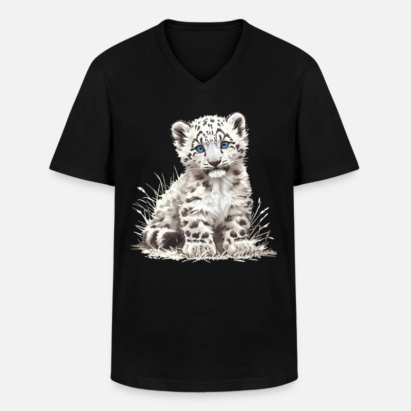 Snow Leopard Schneeleoparden Schneeleopard - Männer-T-Shirt mit V-Ausschnitt - Schwarz